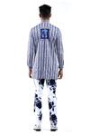 Shop_MR. Ajay Kumar_Blue Cotton Digital Print Animal And Rose Flower Shirt _at_Aza_Fashions