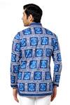 Shop_MR. Ajay Kumar_Blue 100% Luxe Cotton Printed Shirt  _Online_at_Aza_Fashions