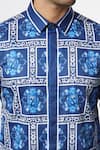 MR. Ajay Kumar_Blue 100% Luxe Cotton Printed Shirt  _at_Aza_Fashions
