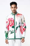 MR. Ajay Kumar_White Cotton Floral Digital Print Shirt _Online_at_Aza_Fashions