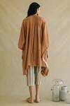 Shop_Cord_Brown Cotton Poplin Embroidered Asymmetric Tunic _at_Aza_Fashions