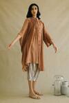 Shop_Cord_Brown Cotton Poplin Embroidered Asymmetric Tunic _Online_at_Aza_Fashions