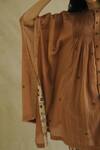Cord_Brown Cotton Poplin Embroidered Asymmetric Tunic _at_Aza_Fashions