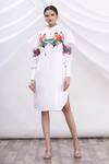 Buy_MR. Ajay Kumar_White Cotton Printed Shirt Dress _at_Aza_Fashions