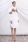 MR. Ajay Kumar_White Cotton Printed Shirt Dress _Online_at_Aza_Fashions