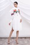 Buy_MR. Ajay Kumar_White Cotton Printed Shirt Dress _Online_at_Aza_Fashions