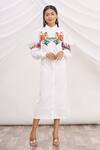 Buy_MR. Ajay Kumar_White Cotton Printed Collared Neck Shirt Dress _at_Aza_Fashions