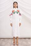 Shop_MR. Ajay Kumar_White Cotton Printed Collared Neck Shirt Dress _Online_at_Aza_Fashions