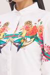 MR. Ajay Kumar_White Cotton Printed Collared Neck Shirt Dress _at_Aza_Fashions