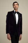 Buy_Philocaly_Purple 100% Cotton Velvet Tuxedo _at_Aza_Fashions