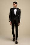 Philocaly_Black Silk Embellished Tuxedo _Online_at_Aza_Fashions