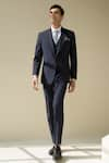 Buy_Philocaly_Blue Perennial Wool Peak Lapel Suit And Pant Set _at_Aza_Fashions