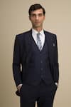 Buy_Philocaly_Blue Perennial Wool Peak Lapel Suit And Pant Set _Online_at_Aza_Fashions