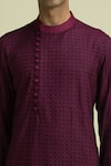 Shop_Philocaly_Purple Mulberry Silk Embroidered Kurta _Online_at_Aza_Fashions