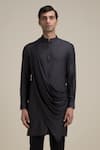Buy_Philocaly_Black 100% Silk Draped Kurta _at_Aza_Fashions