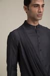 Buy_Philocaly_Black 100% Silk Draped Kurta _Online_at_Aza_Fashions