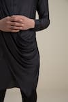 Shop_Philocaly_Black 100% Silk Draped Kurta _Online_at_Aza_Fashions