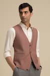 Buy_Philocaly_Pink 100% Wool Layered Waistcoat _at_Aza_Fashions