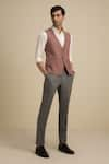 Buy_Philocaly_Pink 100% Wool Layered Waistcoat _Online_at_Aza_Fashions