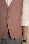 Philocaly_Pink 100% Wool Layered Waistcoat _at_Aza_Fashions