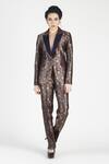 House of Three_Purple Silk Jacquard Lapel Zohraa Jacket _Online_at_Aza_Fashions