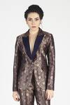 Shop_House of Three_Purple Silk Jacquard Lapel Zohraa Jacket  _Online_at_Aza_Fashions