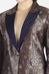 House of Three_Purple Silk Jacquard Lapel Zohraa Jacket _at_Aza_Fashions