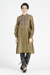 Buy House Of Three Green Silk Round Ker Embroidered Kurta Online at Aza Fashions Buy_House Of Three_Green Silk Round Ker Embroidered Kurta _Online_at_Aza_Fashions