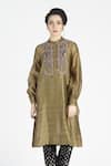 Buy House Of Three Green Silk Round Ker Embroidered Kurta at Aza Fashions Buy_House Of Three_Green Silk Round Ker Embroidered Kurta _at_Aza_Fashions