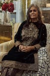 House of Three_Green Silk Velvet Round Jehan Kurta  _Online_at_Aza_Fashions