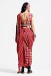 Shop_Aseem Kapoor_Red Cotton Silk Sadhavi Pre-draped Embellished Saree _at_Aza_Fashions