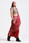 Aseem Kapoor_Red Cotton Silk Sadhavi Pre-draped Embellished Saree _Online_at_Aza_Fashions