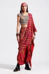 Buy_Aseem Kapoor_Red Cotton Silk Sadhavi Pre-draped Embellished Saree _Online_at_Aza_Fashions