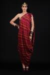 Buy_ASEEM KAPOOR_Red Georgette Rasa One Shoulder Dress _Online_at_Aza_Fashions