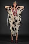Buy_ASEEM KAPOOR_Beige Natural Crepe Embroidery V Neck Vayu Kaftan Jumpsuit  _Online_at_Aza_Fashions
