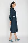 Arcvsh By Pallavi Singh_Blue Cotton, Linen Collared Neck Printed Shirt Dress _Online_at_Aza_Fashions
