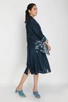 Arcvsh By Pallavi Singh_Blue Linen Collared Neck Printed Shirt Dress _Online_at_Aza_Fashions