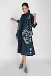 Buy_Arcvsh By Pallavi Singh_Blue Linen Collared Neck Printed Shirt Dress _Online_at_Aza_Fashions