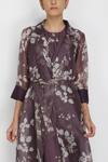 Arcvsh By Pallavi Singh_Purple Bamberg, Thick Organza Jacket Collar Dress Round Printed And Set _at_Aza_Fashions