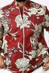 Shop_Mr. Ajay Kumar_Maroon Cotton Floral Print Bomber Jacket_Online_at_Aza_Fashions