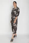 Buy_Arcvsh by Pallavi Singh_Grey Linen Printed V Neck Jumpsuit  _Online_at_Aza_Fashions