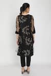 Shop_Arcvsh By Pallavi Singh_Black Chanderi Organza Round Floral Print Layered Tunic _at_Aza_Fashions
