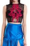 Buy_Siddartha Tytler_Black Net Round Embroidered Crop Top _Online_at_Aza_Fashions