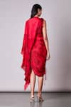 Shop_Saaksha & Kinni_Red Chiffon Embroidery Asymmetric Draped Saree Dress For Women_at_Aza_Fashions