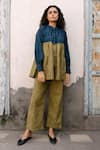 Buy_Ayaka_Green 100% Cotton Corduroy Broad Hem Trousers _at_Aza_Fashions