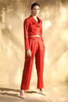 Buy_House of Her_Orange Amber Cotton Satin Trouser_at_Aza_Fashions