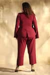 Shop_House of Her_Maroon Moss Crepe Plain Notched Collar Garnet Blazer And Trouser Set  _at_Aza_Fashions