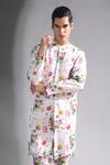 MR. Ajay Kumar White Linen Floral Print Kurta And Pant Set Online at Aza Fashions MR. Ajay Kumar_White Linen Floral Print Kurta And Pant Set _Online_at_Aza_Fashions