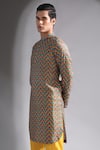 Shop_Mr. Ajay Kumar_Multi Color Kurta Silk And Pyjama Cotton Print Chevron Ayushman Set  _Online_at_Aza_Fashions