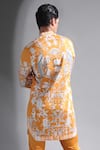 Mr. Ajay Kumar_Yellow Cotton Floral Anton Kurta  _at_Aza_Fashions